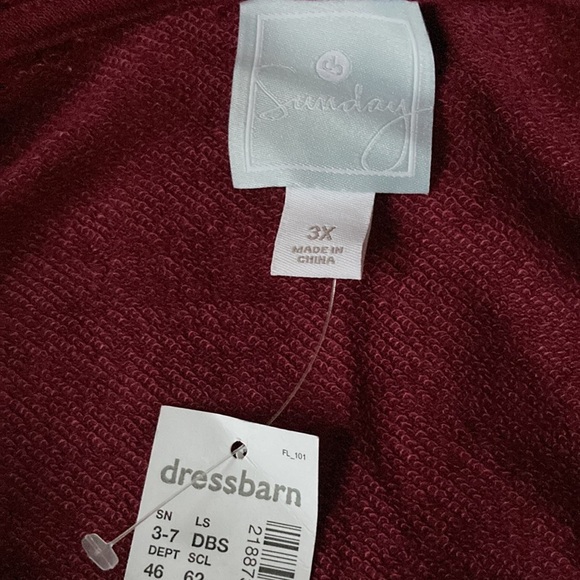 Sunday cowl neck front pocket burgundy Sweater Size 3X - Picture 5 of 5